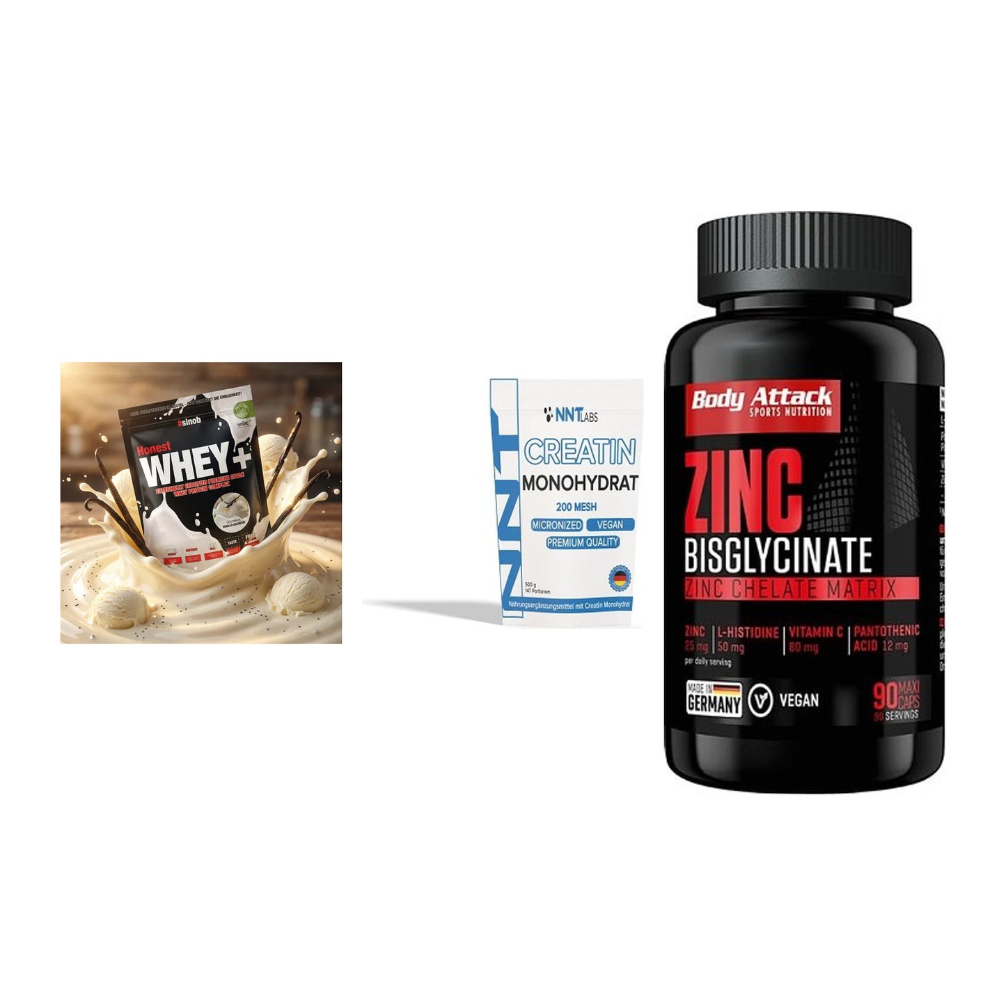Einsteiger-Set: Sinob Honest + NNT Creatin + Body Attack Zink – alle enthaltenen Artikel