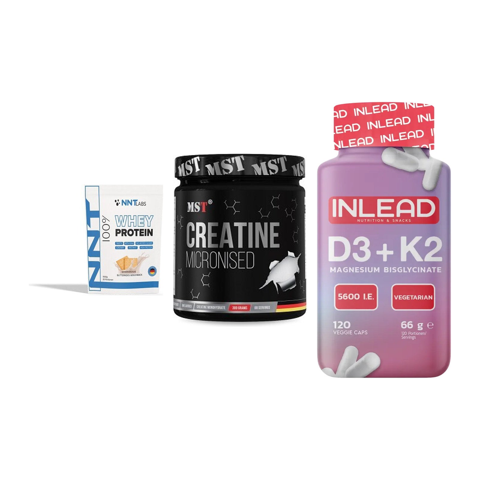 Einsteiger-Set: NNT Whey + MST Creatin + INLEAD Vitamin – alle enthaltenen Artikel