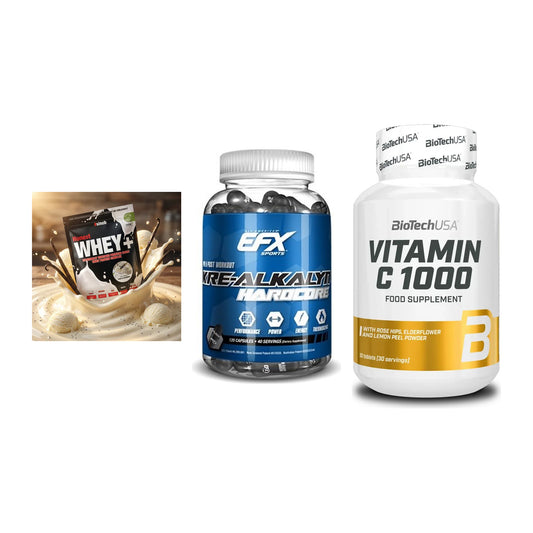 Einsteiger-Set: Sinob Honest + EFX Kre-Alkalyn + BioTech Vitamin – alle enthaltenen Artikel