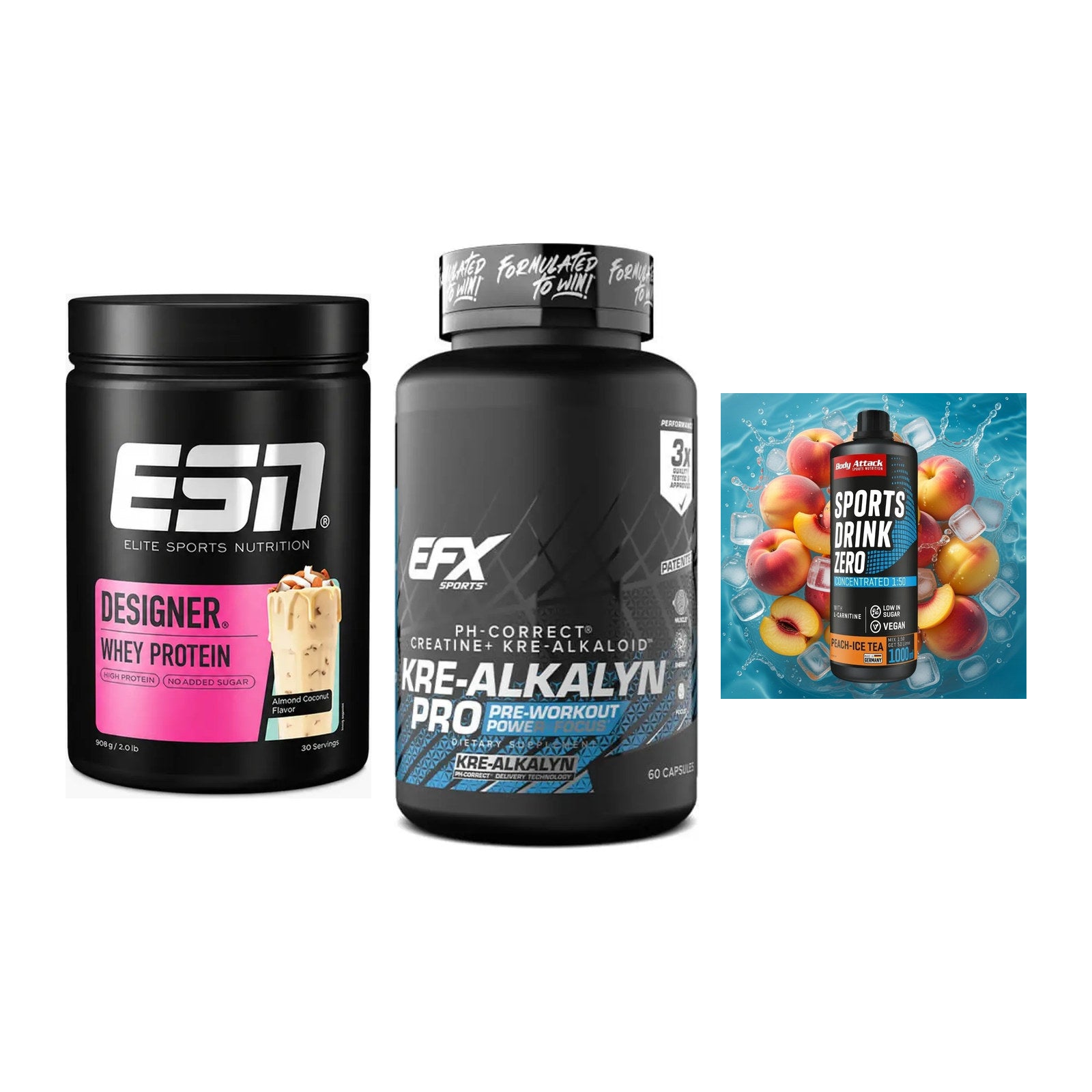 Einsteiger-Set: ESN Designer + EFX Kre-Alkalyn + Body Attack – alle enthaltenen Artikel