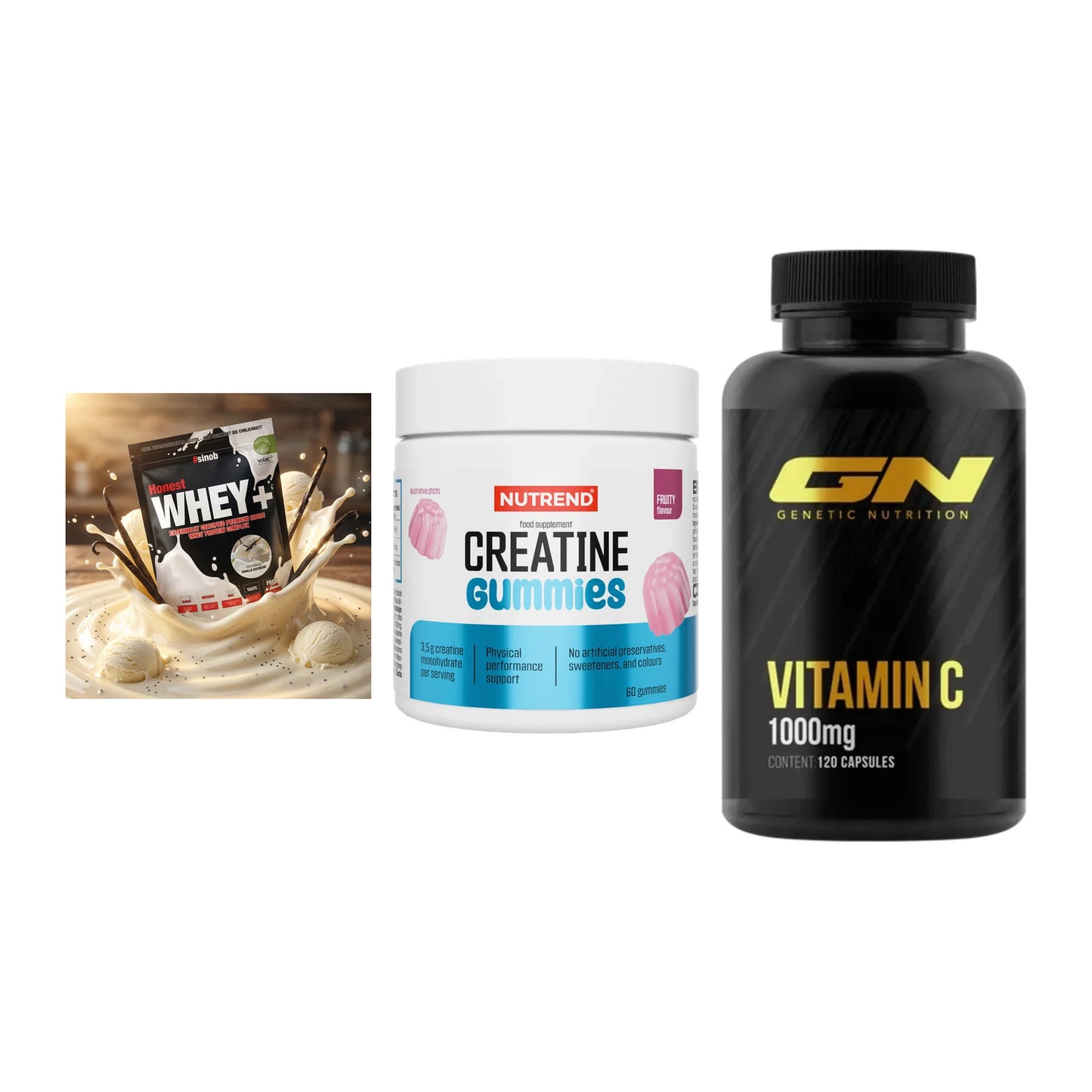 Einsteiger-Set: Sinob Honest + Nutrend Creatine + GN Vitamin C – alle enthaltenen Artikel