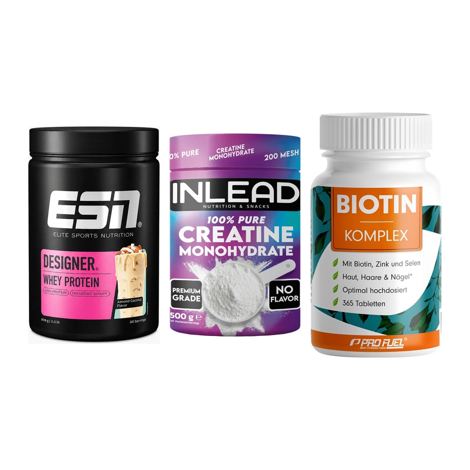 Einsteiger-Set: ESN Designer + INLEAD Creatine + ProFuel BIOTIN – alle enthaltenen Artikel