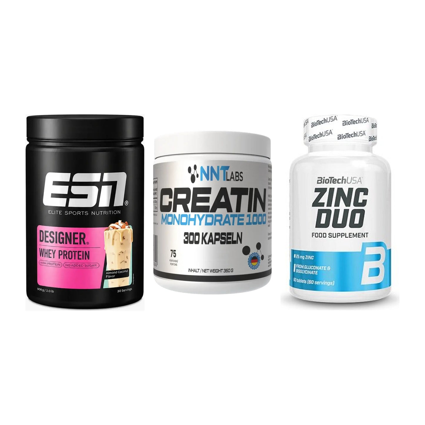 Einsteiger-Set: ESN Designer + NNT Creatin 1000 + BioTech Zinc Duo – alle enthaltenen Artikel