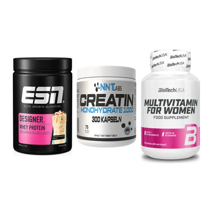 Einsteiger-Set: ESN Designer + NNT Creatin 1000 + BioTech Multivit – alle enthaltenen Artikel