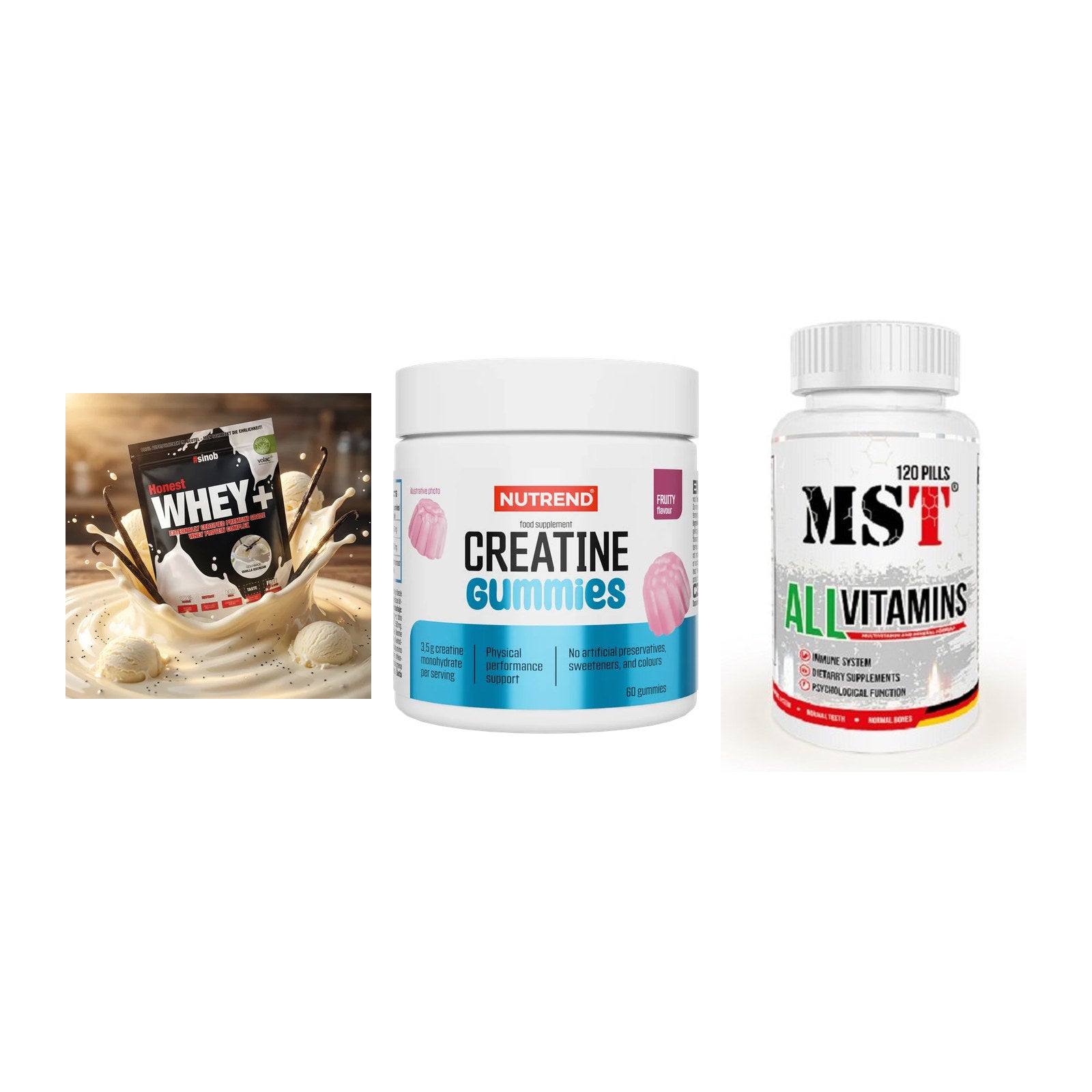 Einsteiger-Set: Sinob Honest + Nutrend Creatine + MST All Vitamins – alle enthaltenen Artikel