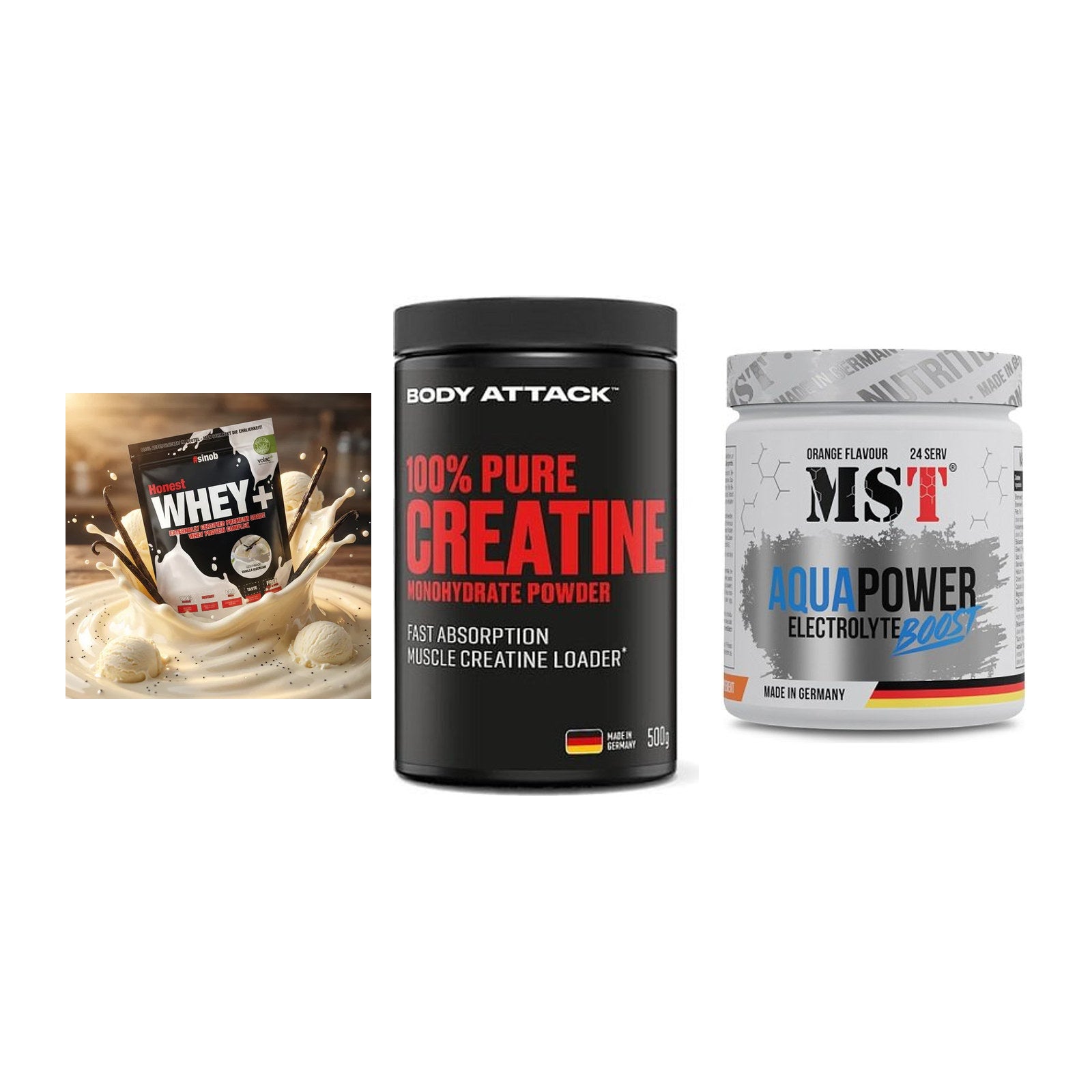 Einsteiger-Set: Sinob Honest + Body Attack 100% + MST Aqua Power – alle enthaltenen Artikel