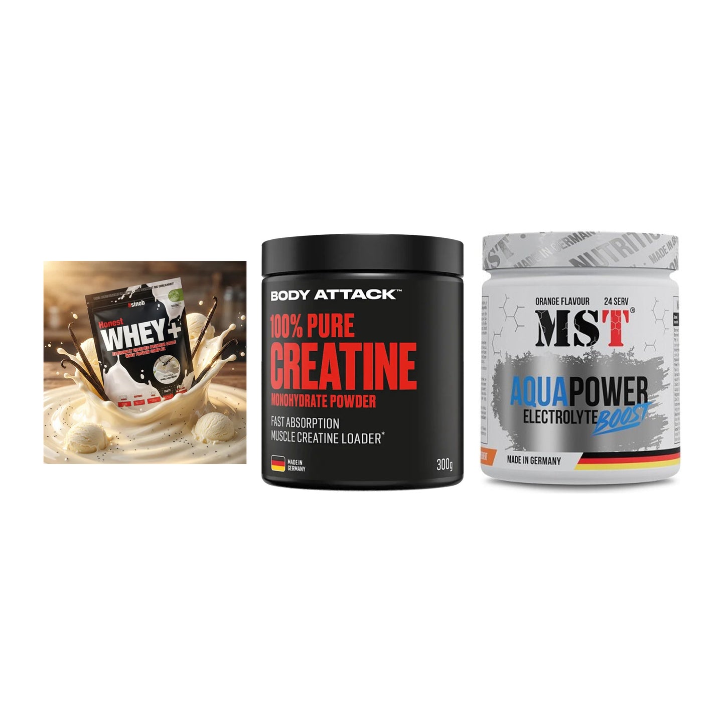 Einsteiger-Set: Sinob Honest + Body Attack 100% + MST Aqua Power – alle enthaltenen Artikel