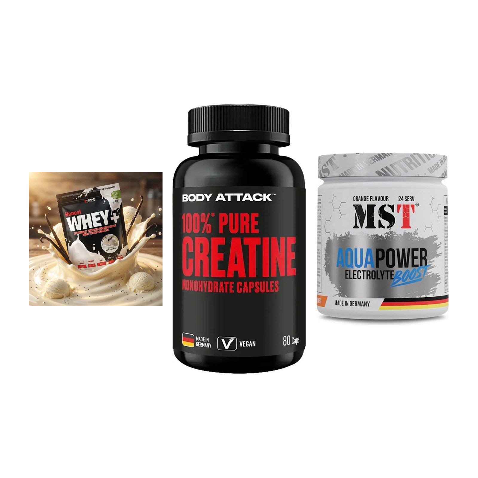 Einsteiger-Set: Sinob Honest + Body Attack 100% + MST Aqua Power – alle enthaltenen Artikel