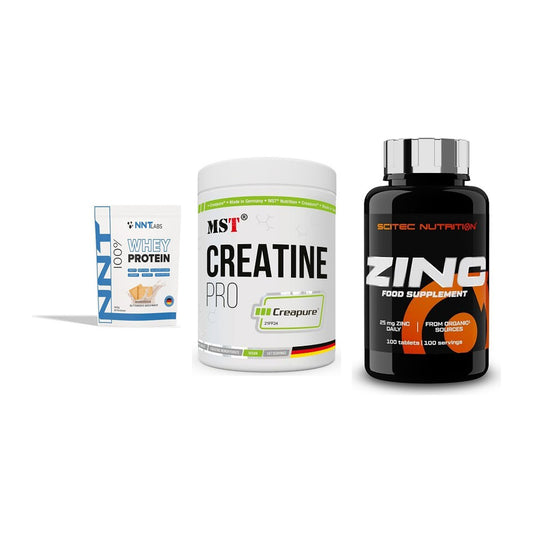 Einsteiger-Set: NNT Whey + MST Creatin Pro CREAPURE + Scitec Zinc – alle enthaltenen Artikel