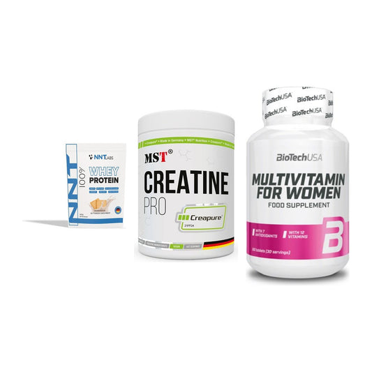 Einsteiger-Set: NNT Whey + MST Creatin Pro + BioTech Multivit – alle enthaltenen Artikel