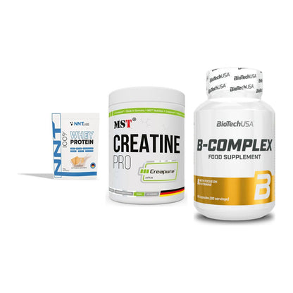 Einsteiger-Set: NNT Whey + MST Creatin Pro + BioTech B – alle enthaltenen Artikel