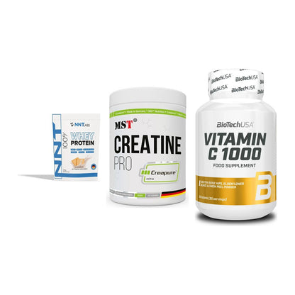 Einsteiger-Set: NNT Whey + MST Creatin Pro + BioTech Vitamin – alle enthaltenen Artikel