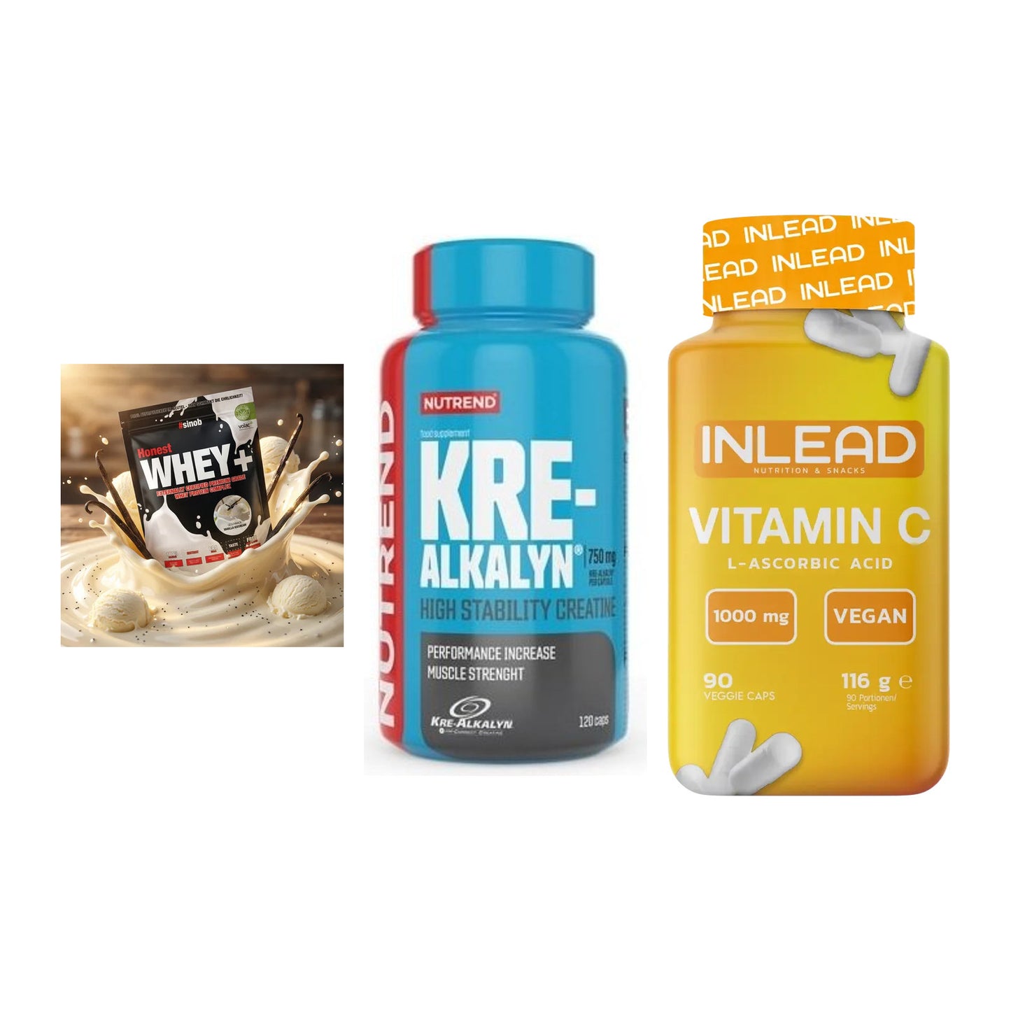 Einsteiger-Set: Sinob Honest + Nutrend Kre-Alka + INLEAD Vitamin C – alle enthaltenen Artikel