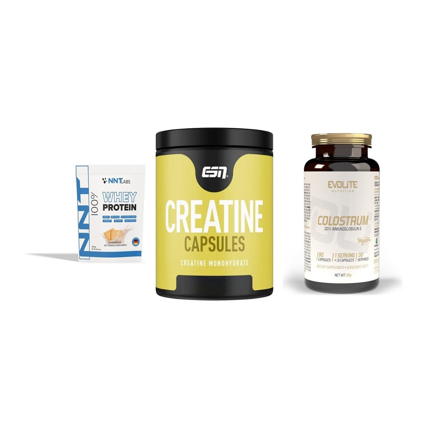 Einsteiger-Set: NNT Whey + ESN Ultrapure + Evolite Nutritio – alle enthaltenen Artikel