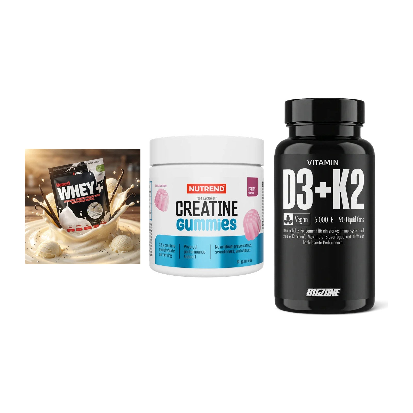 Einsteiger-Set: Sinob Honest + Nutrend Creatine + Big Zone Vitamin – alle enthaltenen Artikel