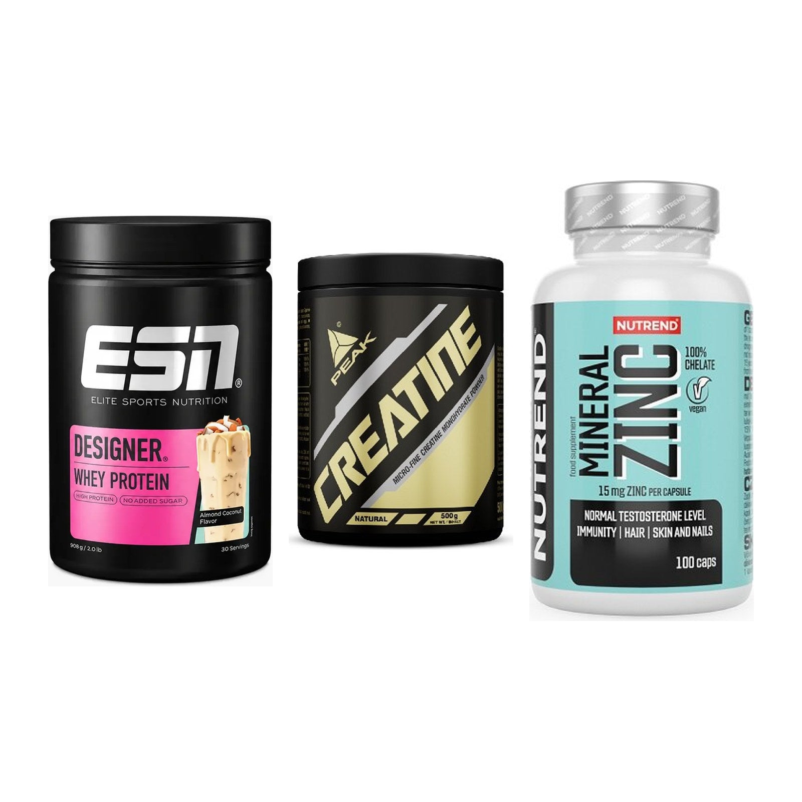 Einsteiger-Set: ESN Designer + Peak Creatin + Nutrend Zinc – alle enthaltenen Artikel