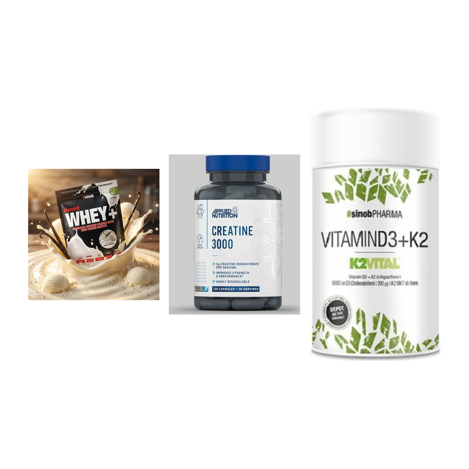 Einsteiger-Set: Sinob Honest + Applied Nutritio + Sinob Vitamin D3 – alle enthaltenen Artikel