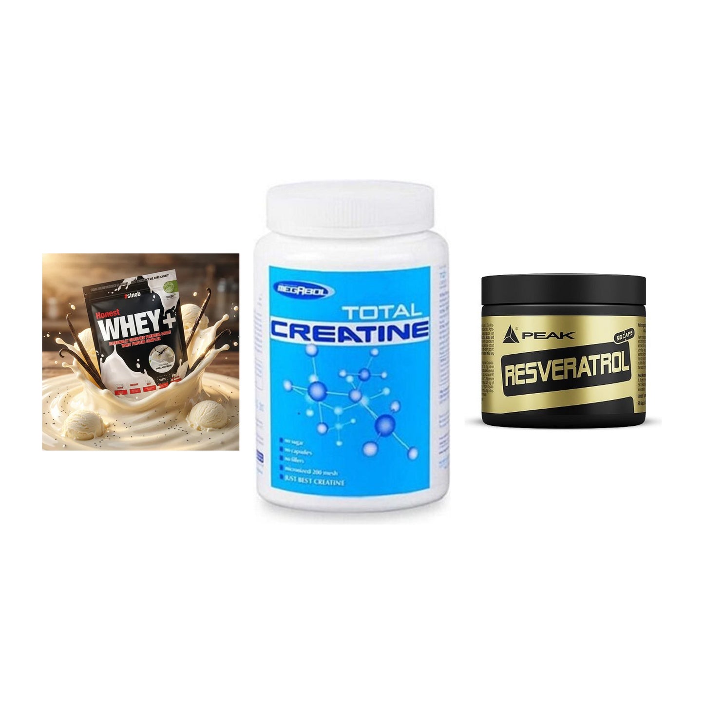 Einsteiger-Set: Sinob Honest + Megabol Total + Peak Resveratrol – alle enthaltenen Artikel
