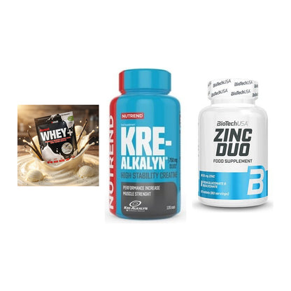 Einsteiger-Set: Sinob Honest + Nutrend Kre-Alka + BioTech Zinc Duo – alle enthaltenen Artikel
