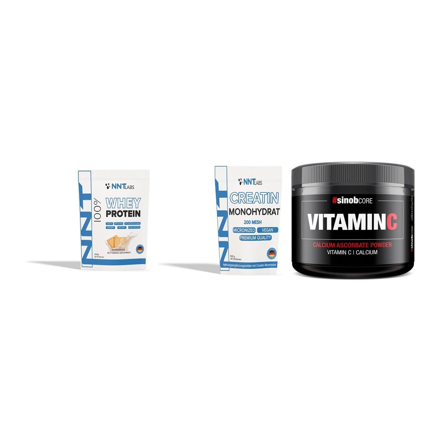 Einsteiger-Set: NNT Whey + NNT Creatin + Sinob Vitamin C – alle enthaltenen Artikel