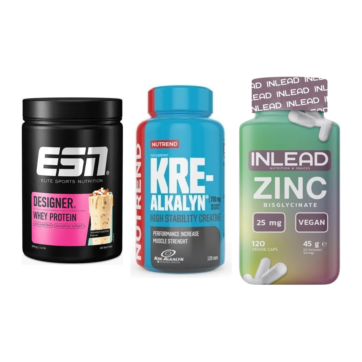 Einsteiger-Set: ESN Designer + Nutrend Kre-Alka + INLEAD Zink – alle enthaltenen Artikel