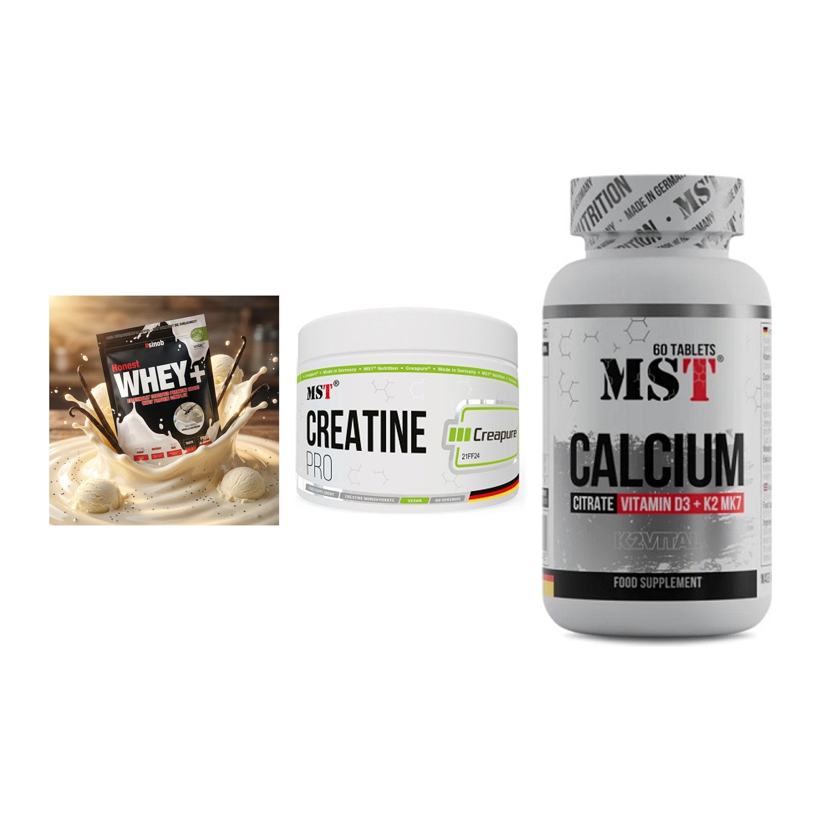 Einsteiger-Set: Sinob Honest + MST Creatin Pro + MST Calcium – alle enthaltenen Artikel