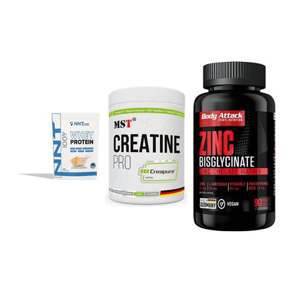 Einsteiger-Set: NNT Whey + MST Creatin Pro + Body Attack Zink – alle enthaltenen Artikel
