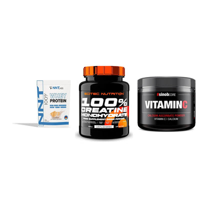 Einsteiger-Set: NNT Whey + Scitec Creatine + Sinob Vitamin C – alle enthaltenen Artikel