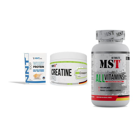 Einsteiger-Set: NNT Whey + MST Creatin Pro + MST All Vitamins – alle enthaltenen Artikel