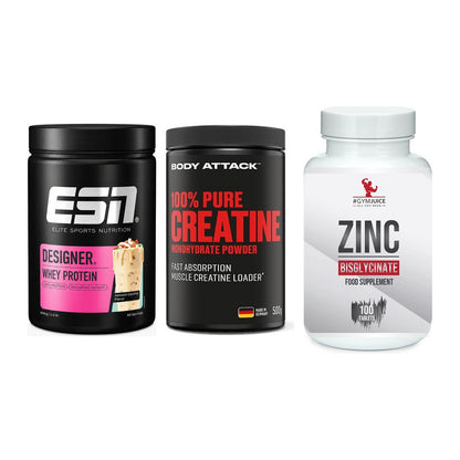 Einsteiger-Set: ESN Designer + Body Attack 100% + #GYMJUICE ZINC – alle enthaltenen Artikel