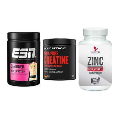 Einsteiger-Set: ESN Designer + Body Attack 100% + #GYMJUICE ZINC – alle enthaltenen Artikel