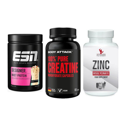 Einsteiger-Set: ESN Designer + Body Attack 100% + #GYMJUICE ZINC – alle enthaltenen Artikel