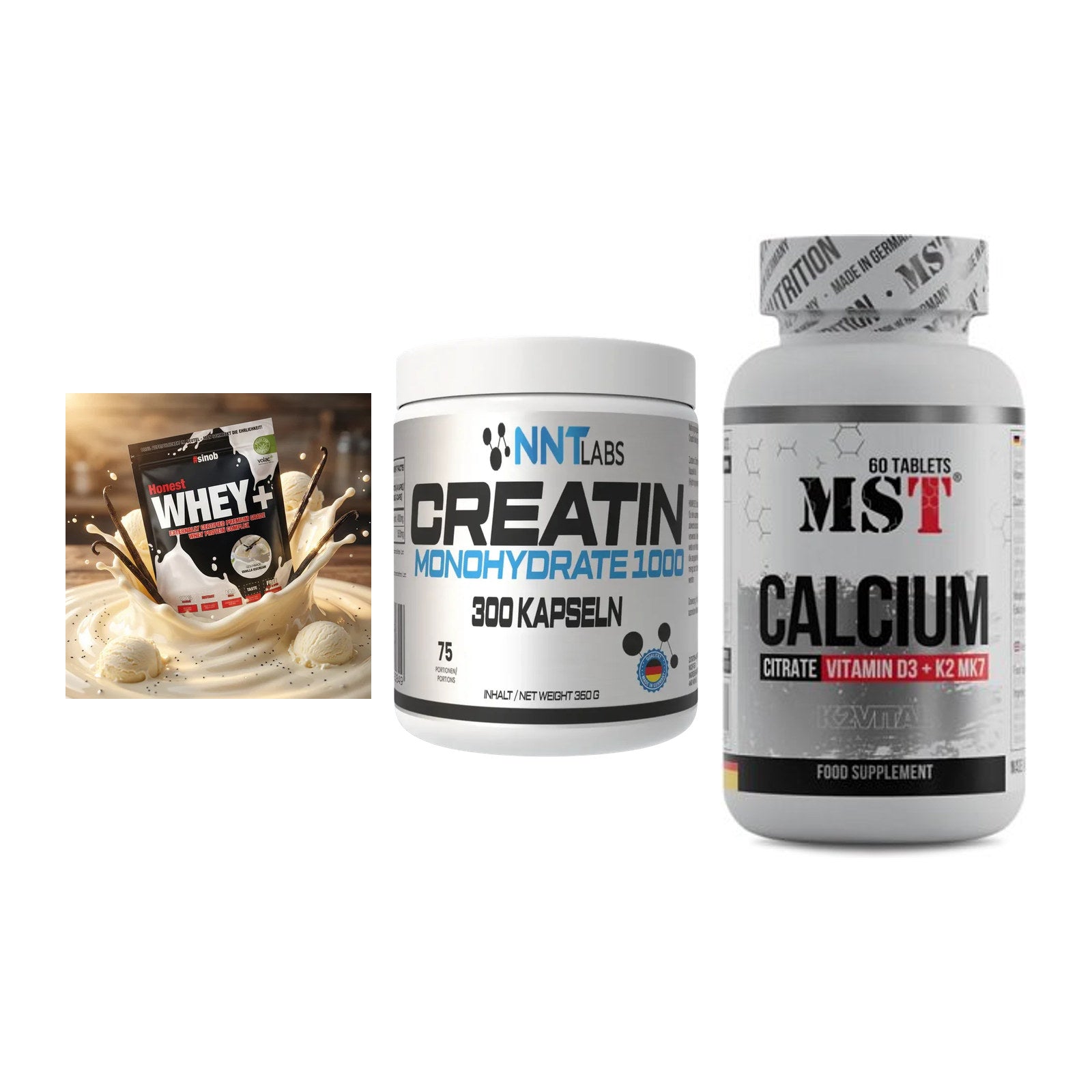 Einsteiger-Set: Sinob Honest + NNT Creatin 1000 + MST Calcium – alle enthaltenen Artikel