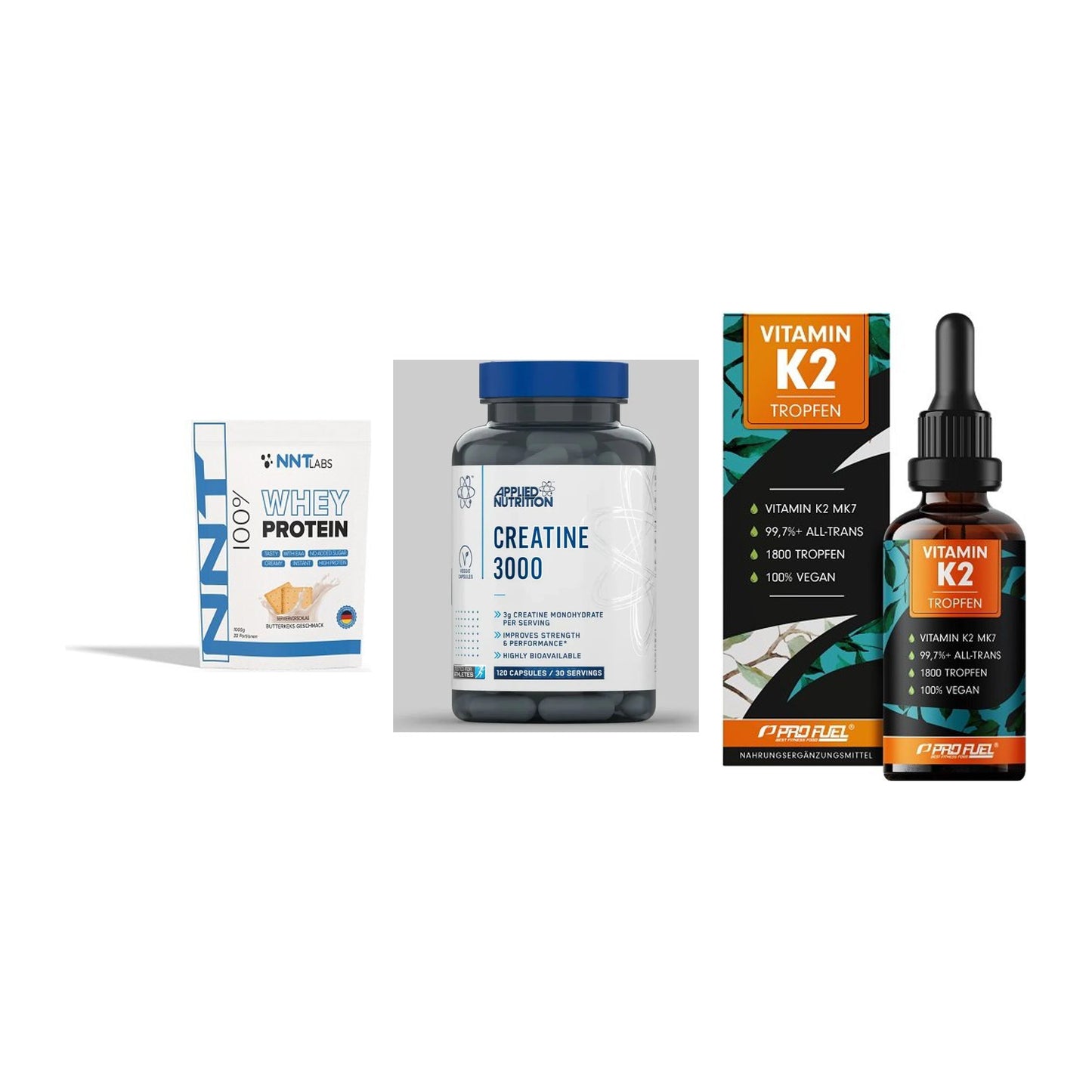 Einsteiger-Set: NNT Whey + Applied Nutritio + ProFuel Vitamin – alle enthaltenen Artikel