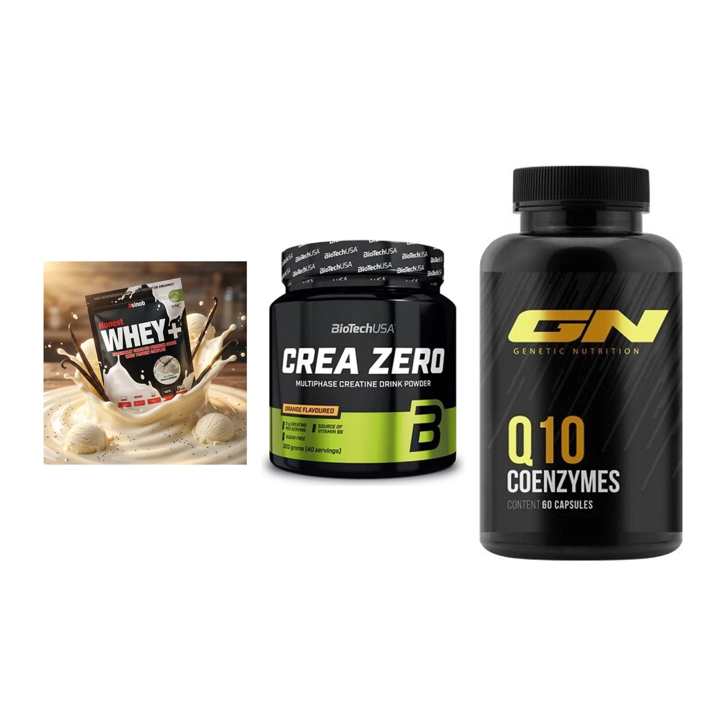 Einsteiger-Set: Sinob Honest + BioTech Crea + GN Q10 Health – alle enthaltenen Artikel