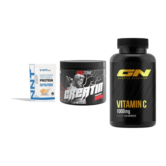 Einsteiger-Set: NNT Whey + Big Zone Creatin + GN Vitamin C Health Line – alle enthaltenen Artikel