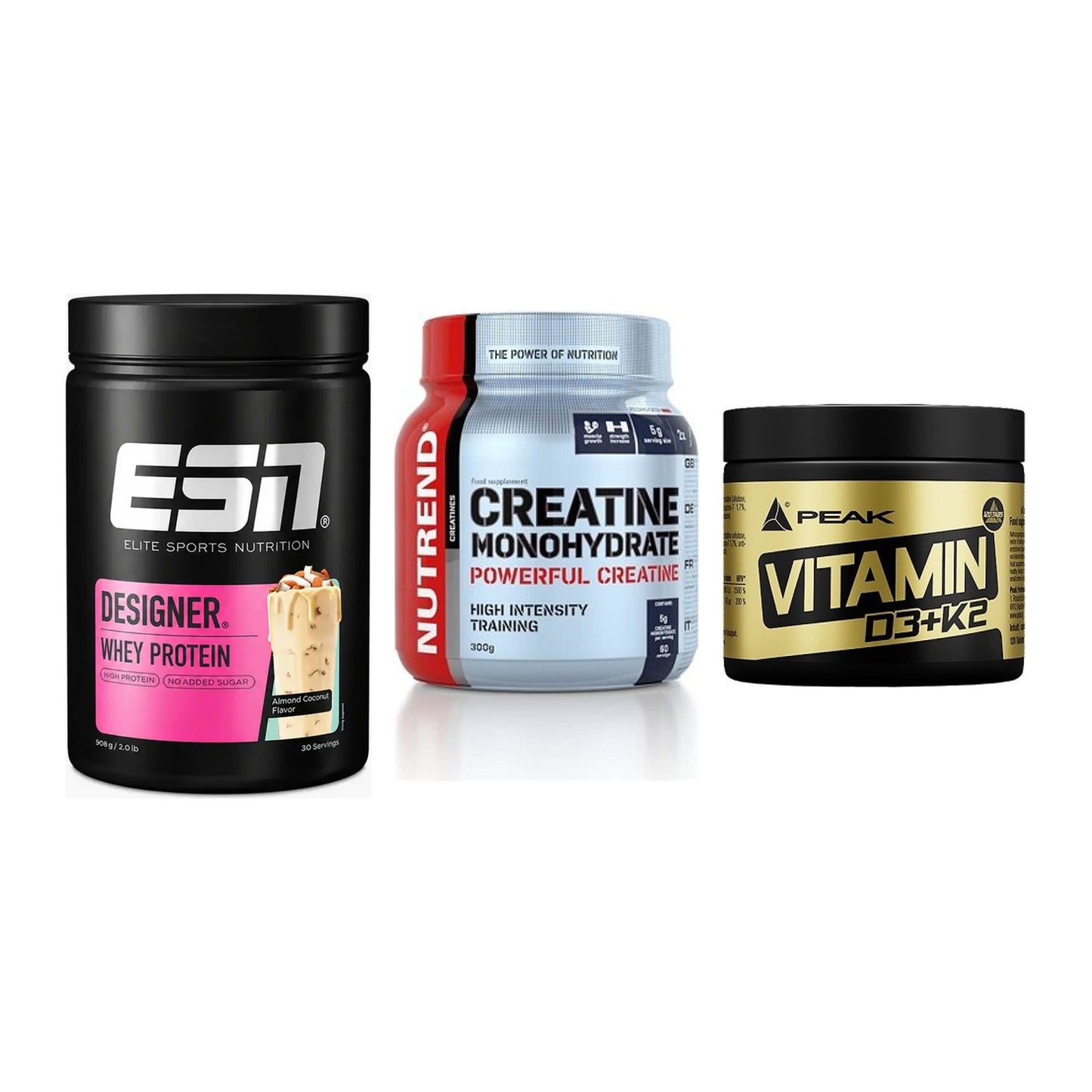 Einsteiger-Set: ESN Designer + Nutrend Creatine + Peak Vitamin – alle enthaltenen Artikel