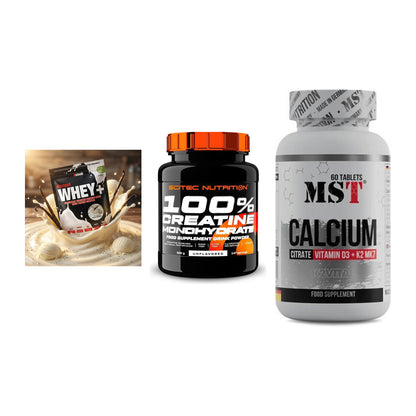 Einsteiger-Set: Sinob Honest + Scitec Creatine + MST Calcium – alle enthaltenen Artikel
