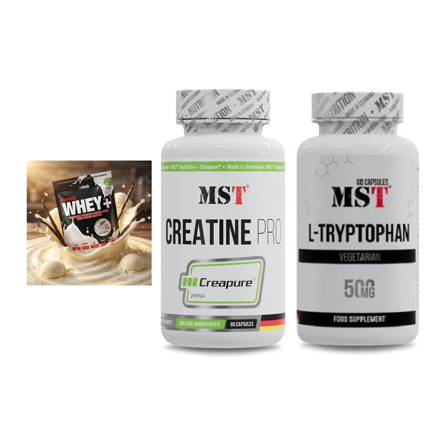 Einsteiger-Set: Sinob Honest + MST Creatine Pro + MST Tryptophan – alle enthaltenen Artikel