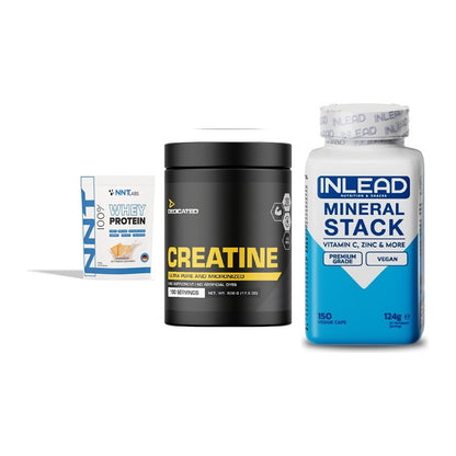 Einsteiger-Set: NNT Whey + Dedicated Creatine + INLEAD Mineral Stack – alle enthaltenen Artikel