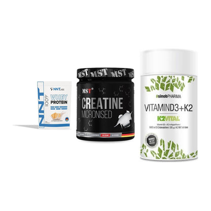 Einsteiger-Set: NNT Whey + MST Creatin + Sinob Vitamin D3 – alle enthaltenen Artikel