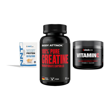 Einsteiger-Set: NNT Whey + Body Attack 100% + Sinob Vitamin C – alle enthaltenen Artikel