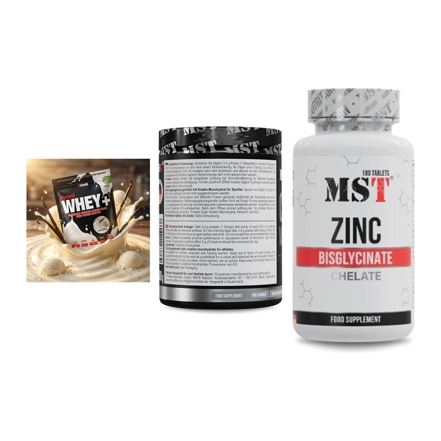 Einsteiger-Set: Sinob Honest + MST Creatin + MST Zinc Chelate – alle enthaltenen Artikel