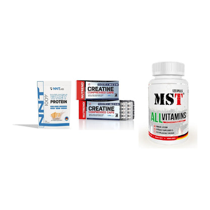 Einsteiger-Set: NNT Whey + Nutrend Creatine + MST All Vitamins – alle enthaltenen Artikel