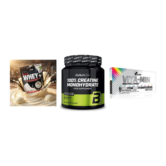 Einsteiger-Set: Sinob Honest + BioTech Creatine + Olimp Vita-Min – alle enthaltenen Artikel