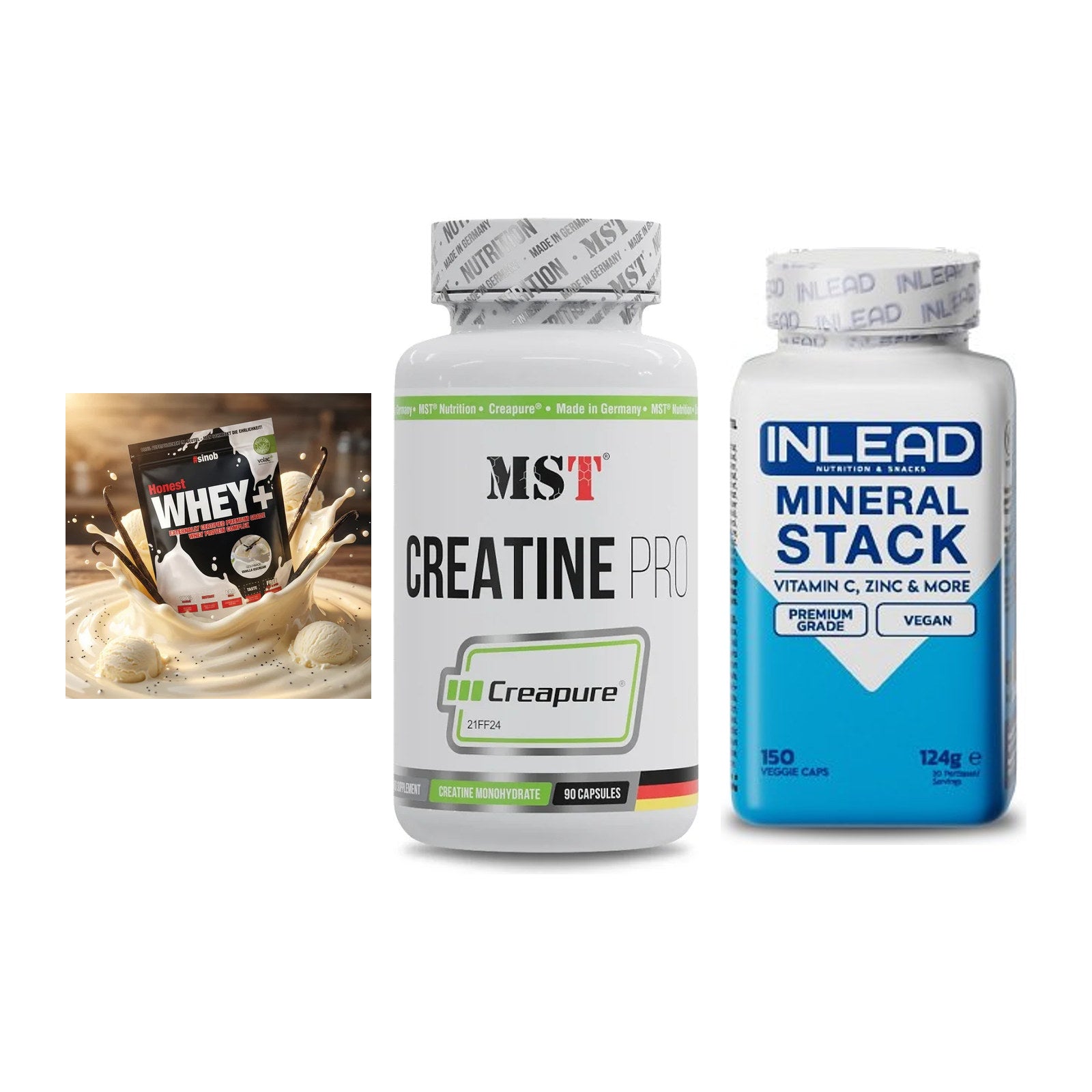 Einsteiger-Set: Sinob Honest + MST Creatine Pro + INLEAD Mineral – alle enthaltenen Artikel