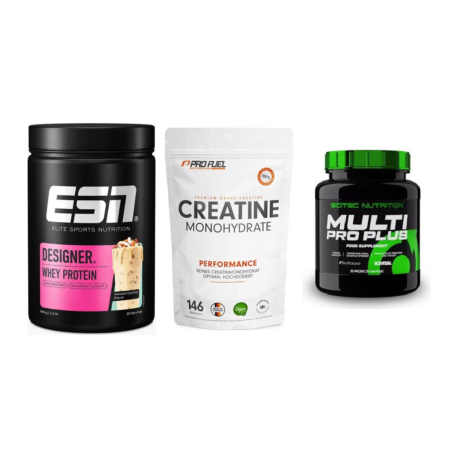 Einsteiger-Set: ESN Designer + ProFuel Creatine + Scitec Multi Pro – alle enthaltenen Artikel