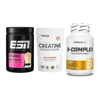 Einsteiger-Set: ESN Designer + ProFuel Creatine + BioTech B – alle enthaltenen Artikel