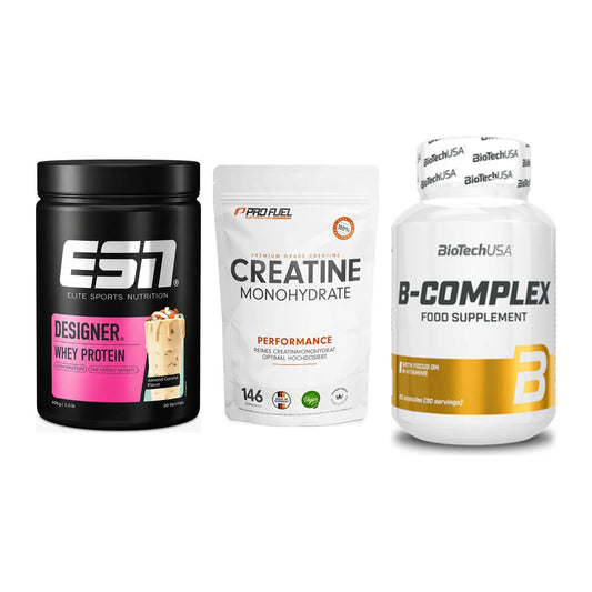 Einsteiger-Set: ESN Designer + ProFuel Creatine + BioTech B – alle enthaltenen Artikel