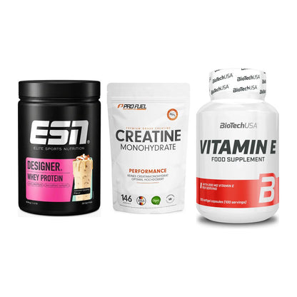 Einsteiger-Set: ESN Designer + ProFuel Creatine + BioTech Vitamin – alle enthaltenen Artikel